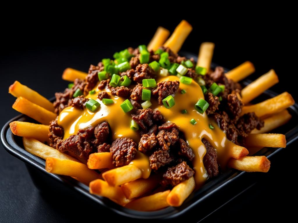 Loaded fries with beef and cheese sauce